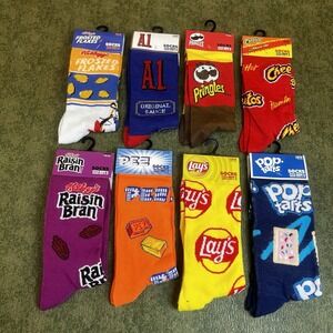 Set of 8 Novelty Crew Socks Men's Show Size 6-12 Fun Socks‎